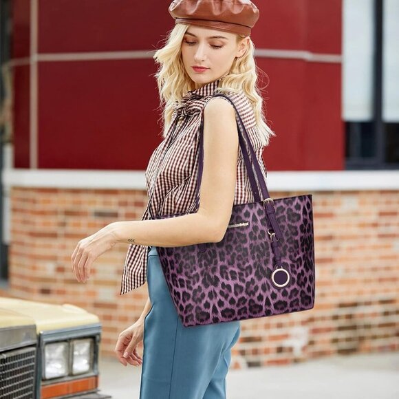 Purses for Women Tote Bag 3Pcs Set Leopard Print Satchel Handbags - Picture 2 of 7